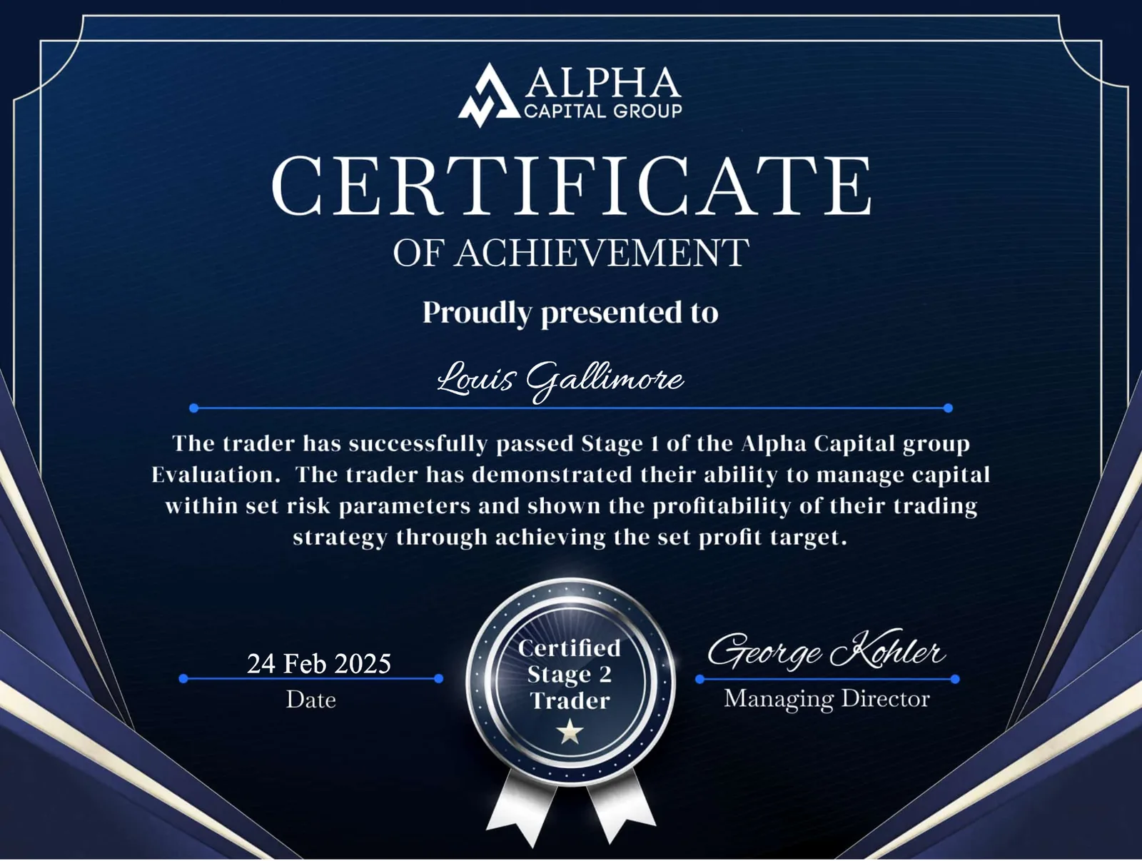 LouisG Trading funded or payout certificate 11