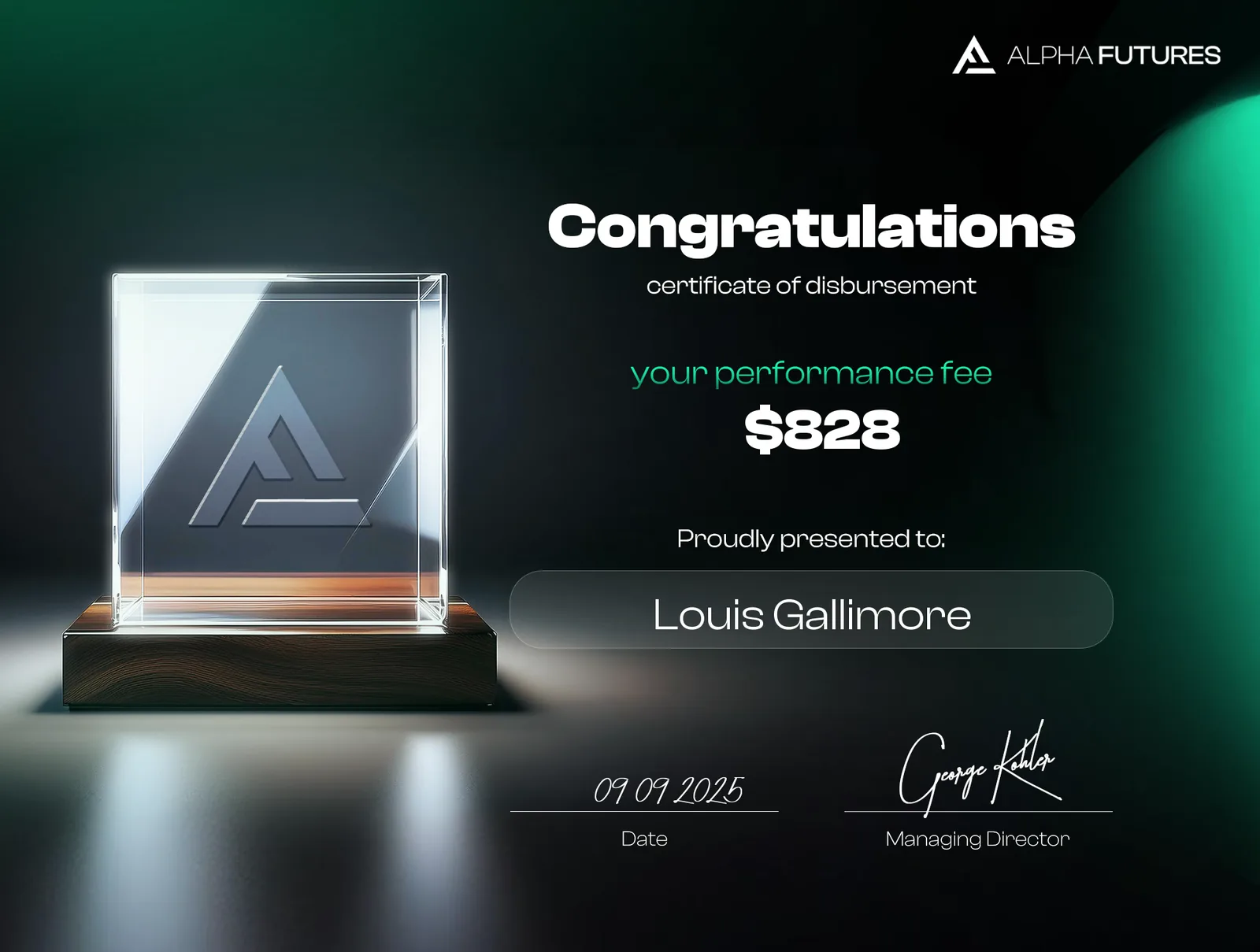 LouisG Trading funded or payout certificate 35