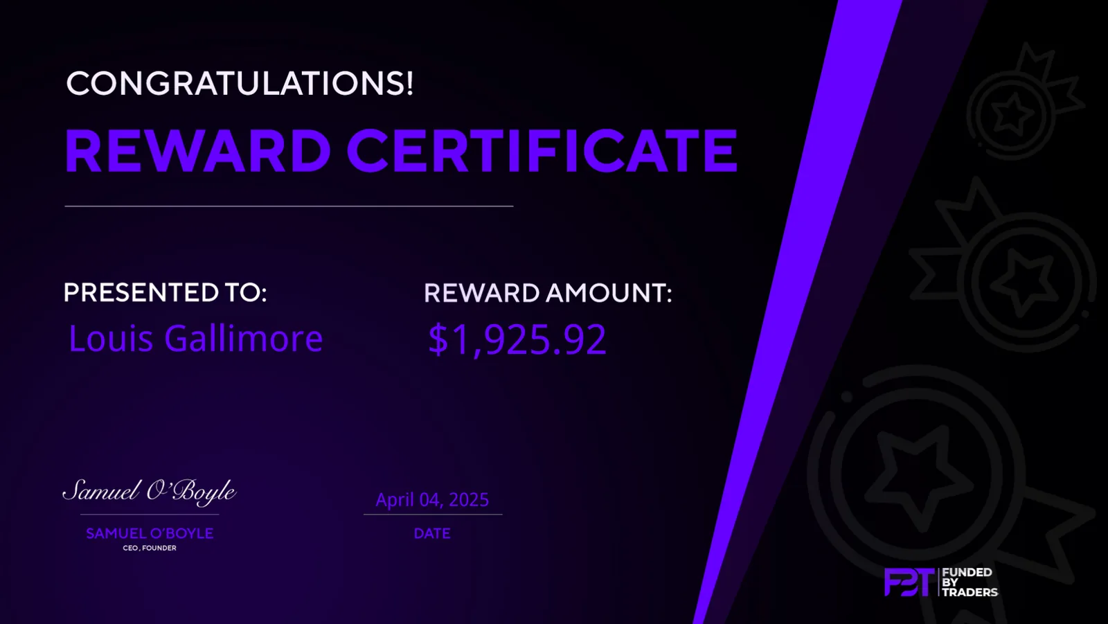 LouisG Trading funded or payout certificate 40