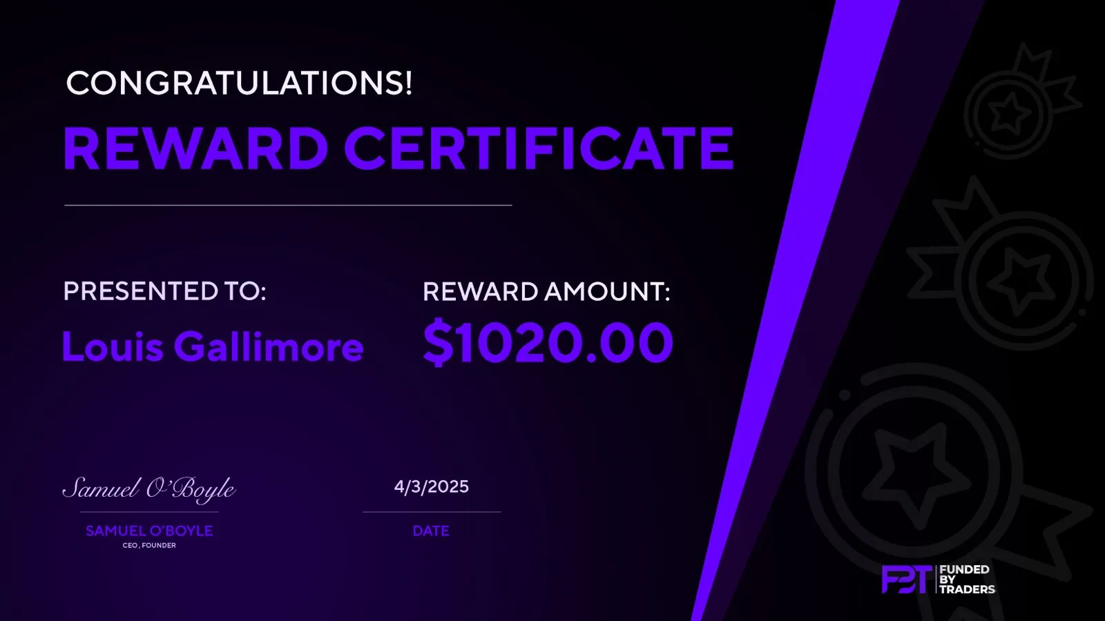 LouisG Trading funded or payout certificate 42