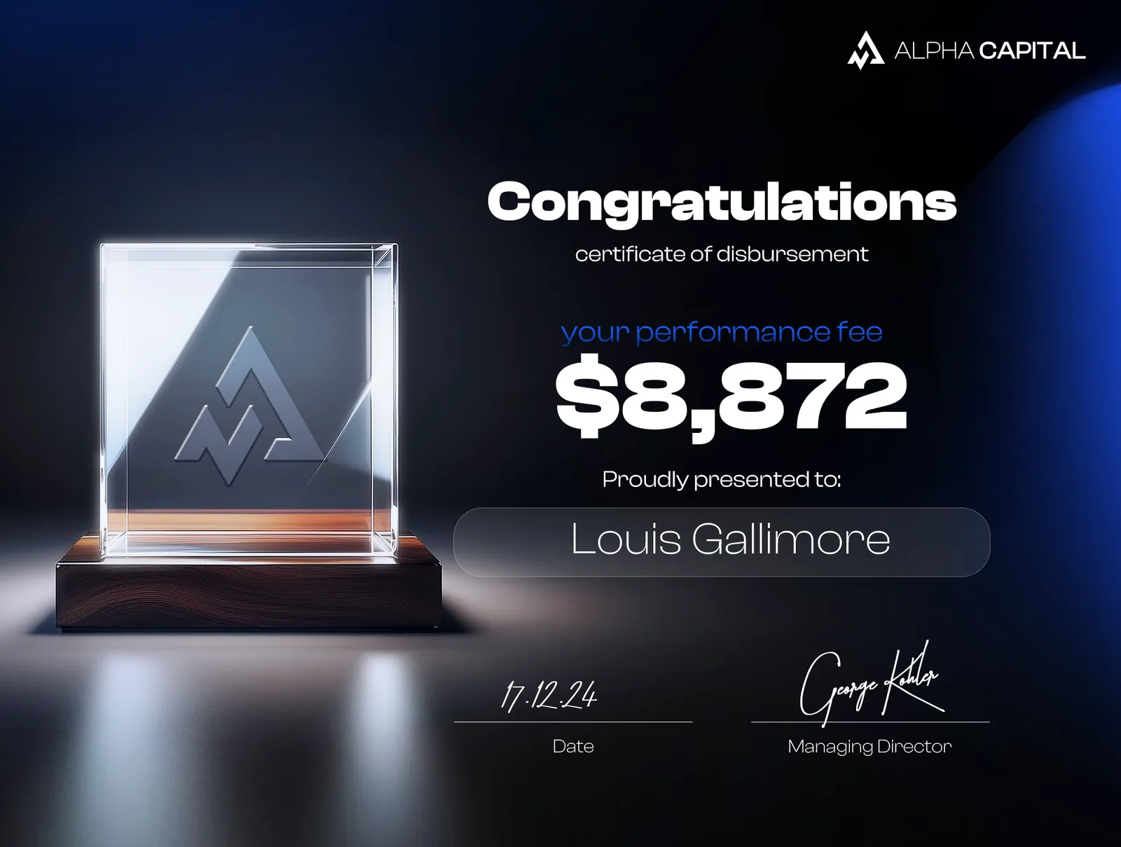 LouisG Trading funded or payout certificate 48