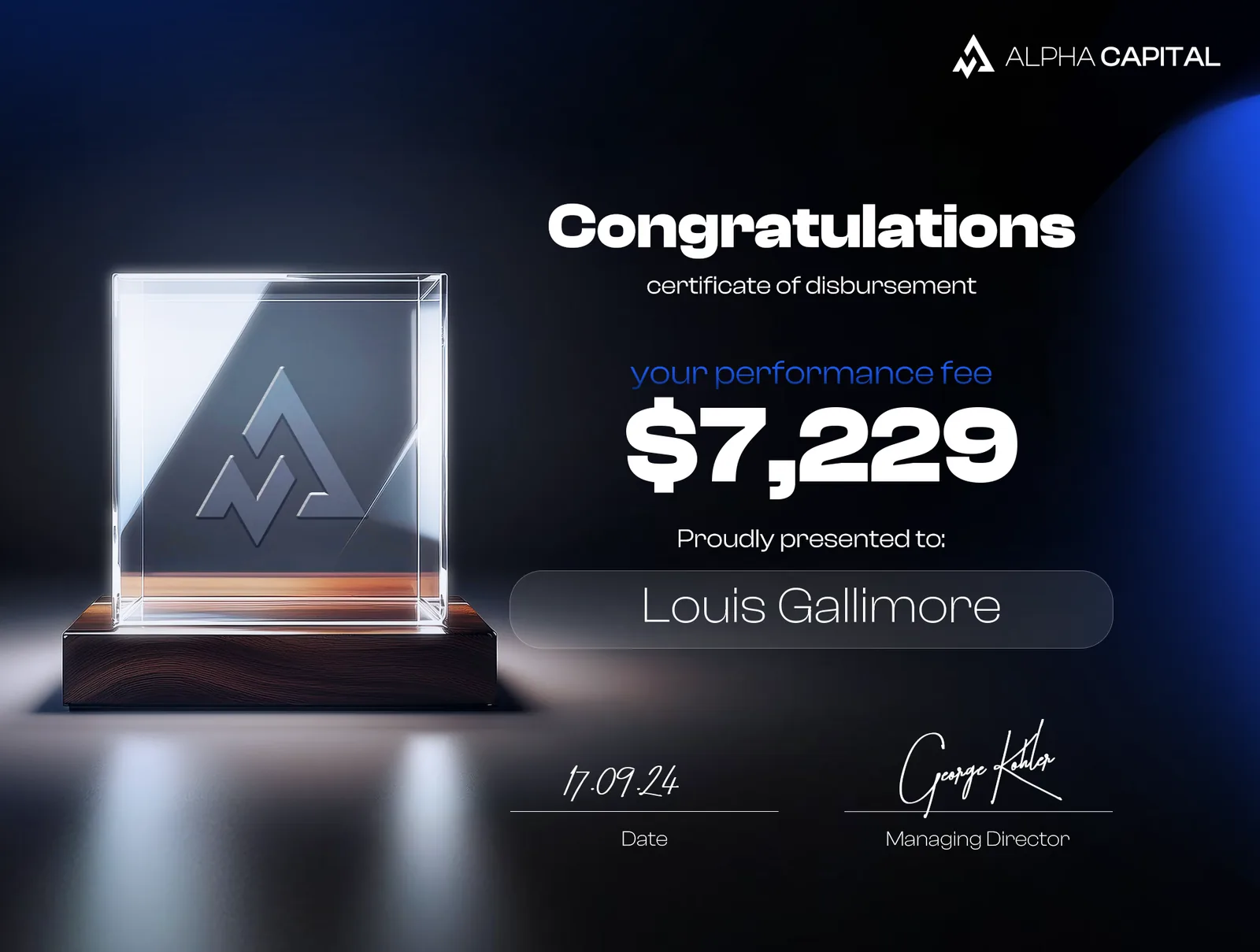 LouisG Trading funded or payout certificate 51